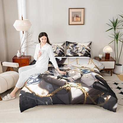 Erosebridal 3D Anime Uniform Girl Twin Comforter Sets,Japanese Style Cartoon Bedding for Boys Girls Teen Cute Kawaii Room Decor, Sailor Suit Duvet Set Anime Cyber Retrofuturism Homebody Quilt