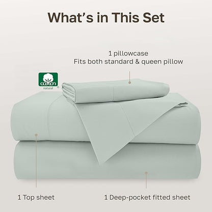 California Design Den - Twin Cotton Sheets Set, Soft 100% Cotton Sheets Deep Pockets, 500 Thread Count Sateen, Bedsheet Set Twin Sheets Set, Twin Bed Sheets (Silver Sage)