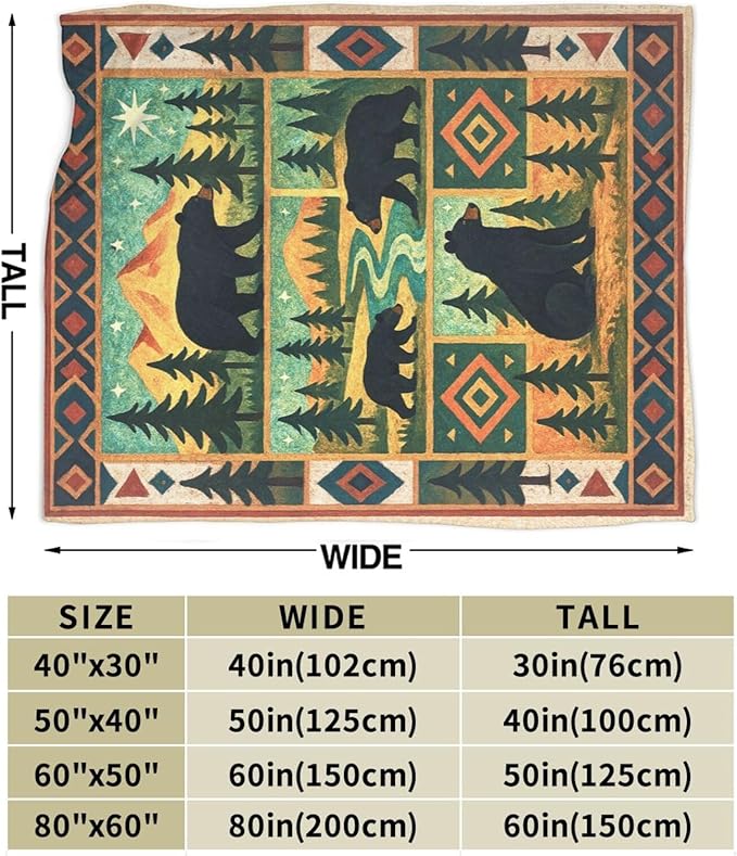 Cabin Bear Blanket Super Soft Warm Fluffy Fleece Flannel Animal Throw Blanket Cozy Fuzzy Plush Stuff Bedding Blankets Gifts for Women Kids Boys Girls Adults 60"X50"