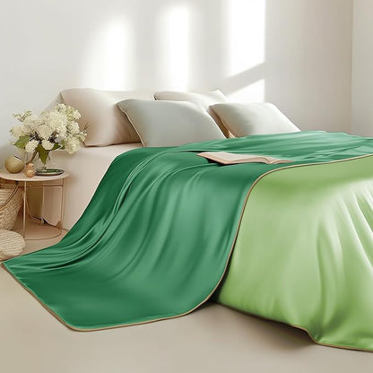 Sheal Cooling Comforter Queen Size 80'' x 90'', Q-Max Rating of >0.4, Double-Sided Cool Tech Comforter & Colors, All-Season Lightweight Blanket to Quickly Cool Down, Watermelon Green