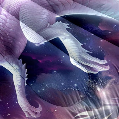 Kids Pink Dragon Comforter Set Full Size Castle Fairy Tale Bedding Set with Galaxy Outer Space Universe for Girls Teens 3 Pcs 3D Animals Quilt Set, 79"x90"