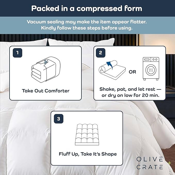 Olive + Crate California King Comforter & Duvet Insert 100% Viscose Derived from Bamboo Outer Shell - Hypoallergenic, Cooling & Moisture Wicking - All Season Lightweight Plush - White - 96"x95"