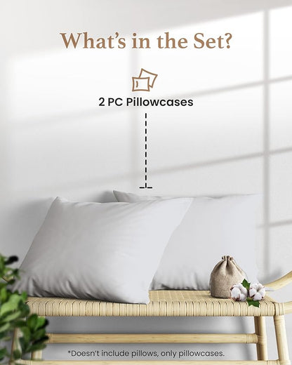 1000 TC Light Gray King Pillowcases Set of 2 100% Egyptian Cotton Pillow Cases with Long Staple Cotton & Sateen Weave, Silky Soft Hotel - Like Bed Pillow Covers for Comfy Sleeping, Snug Fit
