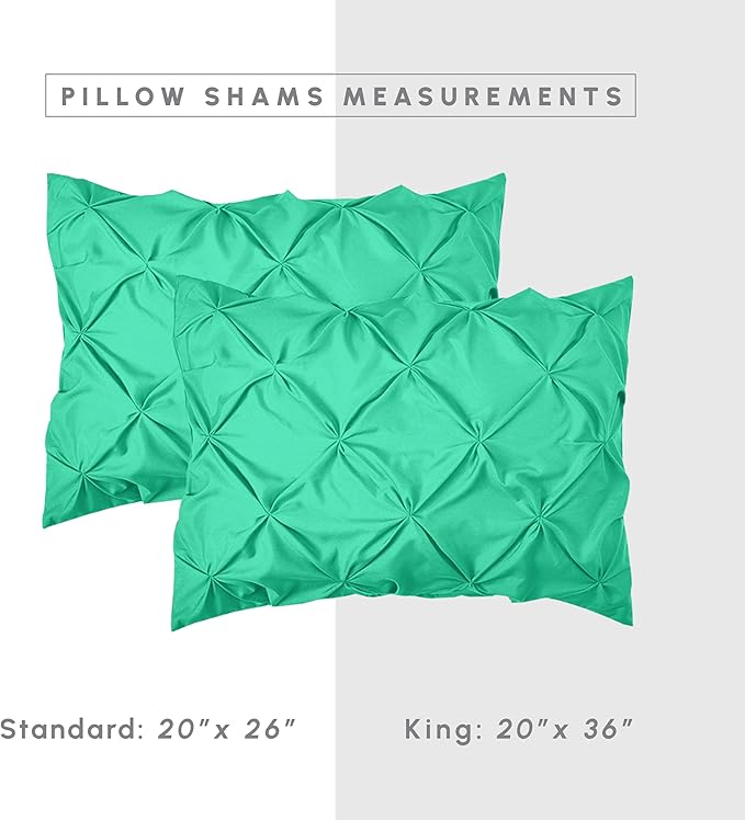 Elegant Comfort 8-Piece Pinch Pleated Comforter Set - All Season Complete Bed in a Bag, Includes 4pc Smart Sheet Set, Bed Skirt, Comforter, Matching Pillowcases and Shams, Full/Queen, Paradise Teal