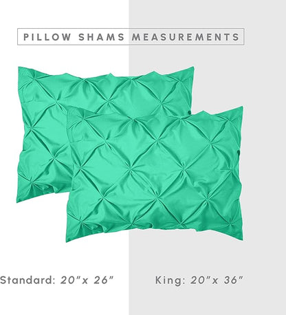 Elegant Comfort 8-Piece Pinch Pleated Comforter Set - All Season Complete Bed in a Bag, Includes 4pc Smart Sheet Set, Bed Skirt, Comforter, Matching Pillowcases and Shams, Full/Queen, Paradise Teal