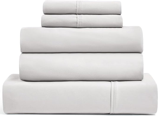 UGG Hedi Split King Sheet Set 5-Piece Luxury Cooling Sheets Deep Pockets Premium Bedding with 2 Shams Hypoallergenic Machine Washable Soft Lightweight Set for Adjustable Bed, Split King, Stone Grey
