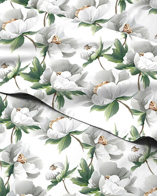 Floral Sheets - Flower Print Bed Sheet Set - 1 Flat, 1 Fitted & 1 Pillowcase w/ Deep Pockets - Comfy, Cozy, Wrinkle & Fade Free - Boho Botanical Bedding - Soft, Breathable & Cooling - Twin Size Set