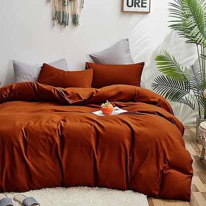 KAREVER Burnt Orange Comforter Set Twin Rust Bedding Set Girls Solid Rust Bed Comforter Set Plain Burnt Orange Breathable Blanket Teens Terracotta Color Lightweight Quilts Set Twin Size