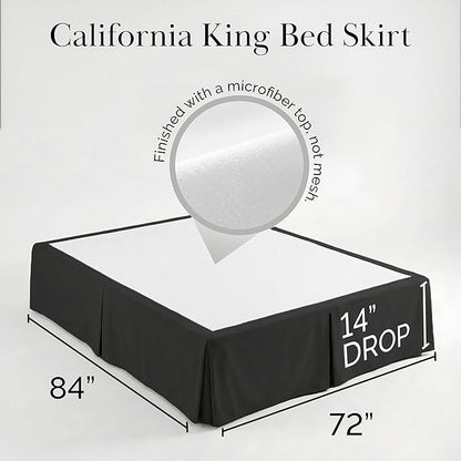 Southshore Fine Living, Inc. California King Bed Skirt 14 Inch Drop - Black Dust Ruffle with Split Corners - Pet Hair Resistant Cal King Bed Skirt, Wrinkle Resistant, Fade Resistant - Black