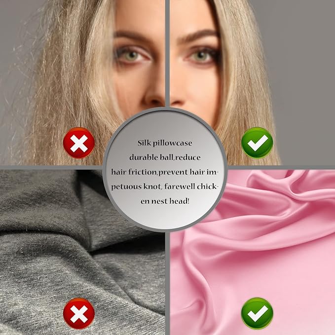 Mulberry Silk Pillowcase for Hair and Skin Pillow Case with Hidden Zipper Soft Breathable Smooth Cooling Silk Pillow Covers for Sleeping (Pink, King,1Pcs)