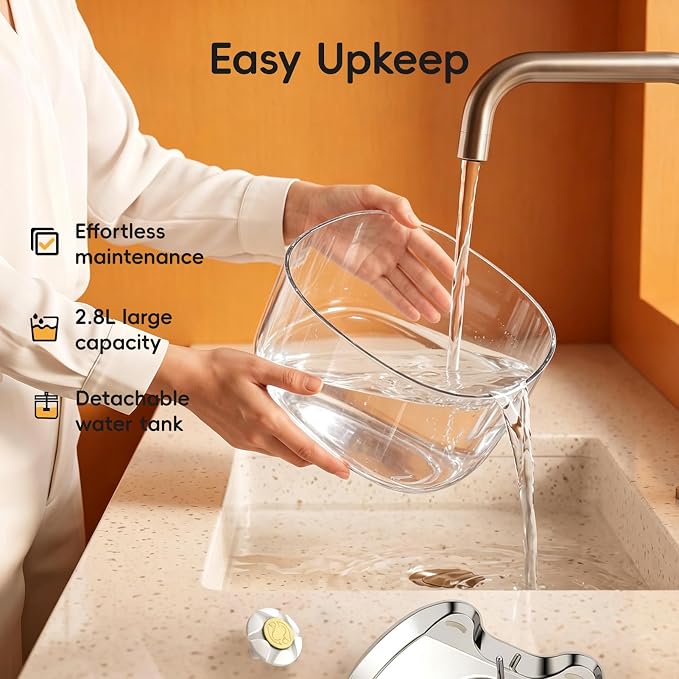 Wireless Cat Water Fountain 95fl-oz/2.8L Cat Fountain,Stainless Steel Tray,Rechargeable Pet Drinking Fountains for Cats and Dogs(Cat Fountain+3 Filters)
