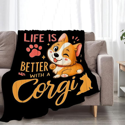 Corgi Blanket Super Soft Warm Fluffy Fleece Flannel Dog Animal Throw Blanket Cozy Fuzzy Plush Stuff Bedding Blankets Gifts for Women Kids Boys Girls Adults 50"X40"