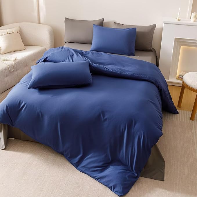 Cottonight Royal Blue Comforter Sets Queen Bright Blue Bedding Comforter Queen Size Quilts Blanket Ultra Soft Breathabe Solid Bedding Set for Women Men Adults Teens