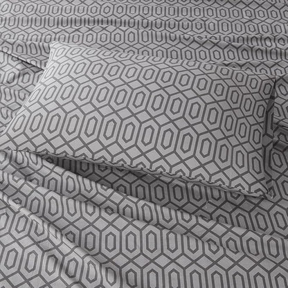 Comfort Spaces 144TC Cotton Sheet Set Breathable, Lightweight, Soft with Elastic Deep Pocket, Modern All Season Cozy Bedding, Matching Pillow Case, Twin, Diamond Sliver 3 Piece