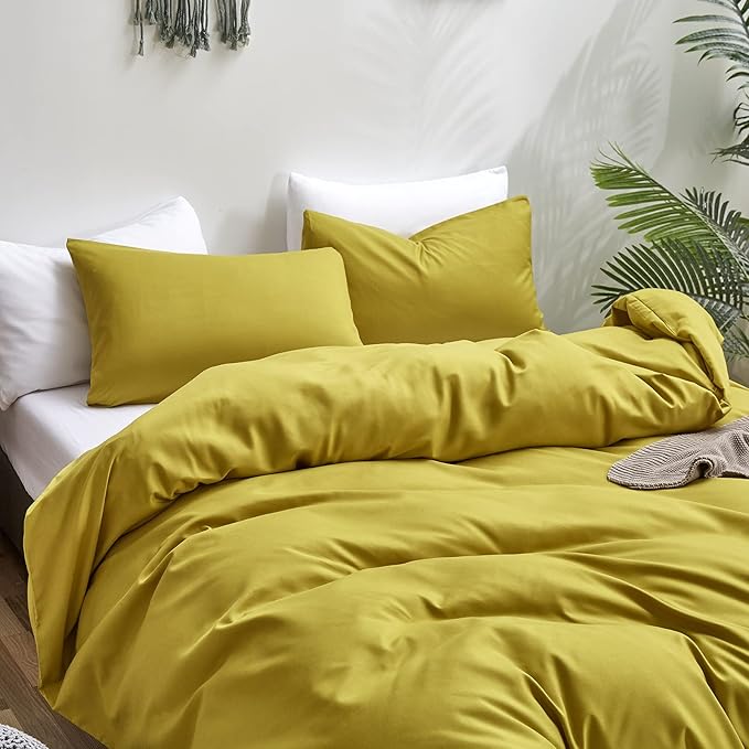 CLOTHKNOW Moss Green Queen Comforter Set Chartreuse Bedding Comforter Sets Green Yellow Queen Comforter Yellownish Green Comforter with 2 x Pillow Cases