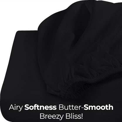 Utopia Bedding Twin Fitted Sheet - Bottom Sheet - Deep Pocket - Soft Microfiber - Shrinkage and Fade Resistant - Easy Care -1 Fitted Sheet Only (Black)
