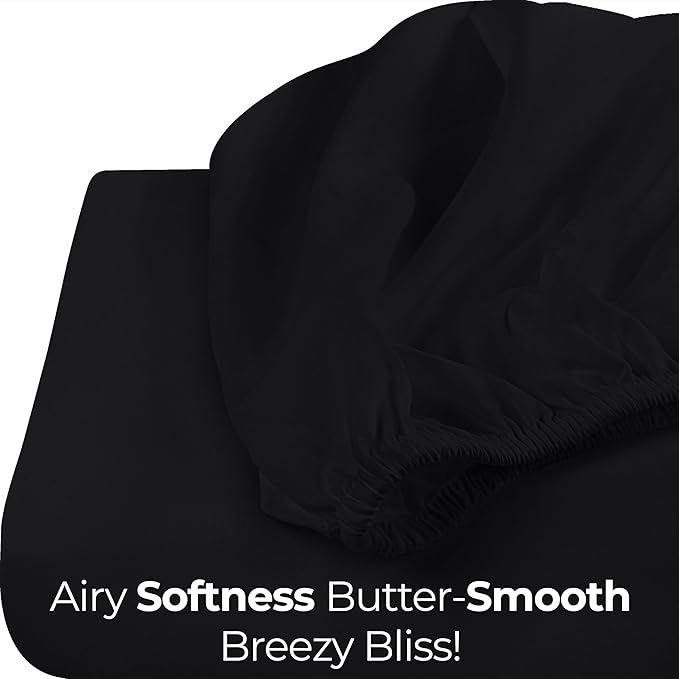Utopia Bedding Queen Fitted Sheet - Bottom Sheet - Deep Pocket - Soft Microfiber - Shrinkage and Fade Resistant - Easy Care -1 Fitted Sheet Only (Black)