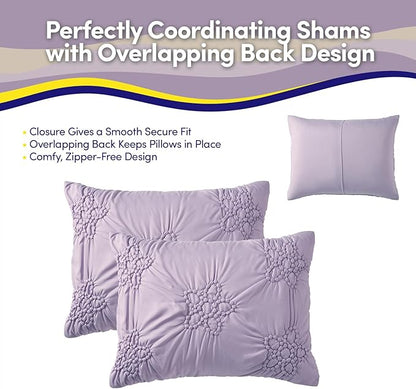 Floral Pintuck Comforter Set Full Size – Bed in a Bag with Sheets, Pillowcases & Shams – Soft Stylish Sports Bedding – All Season Boys Basketball Bed Set