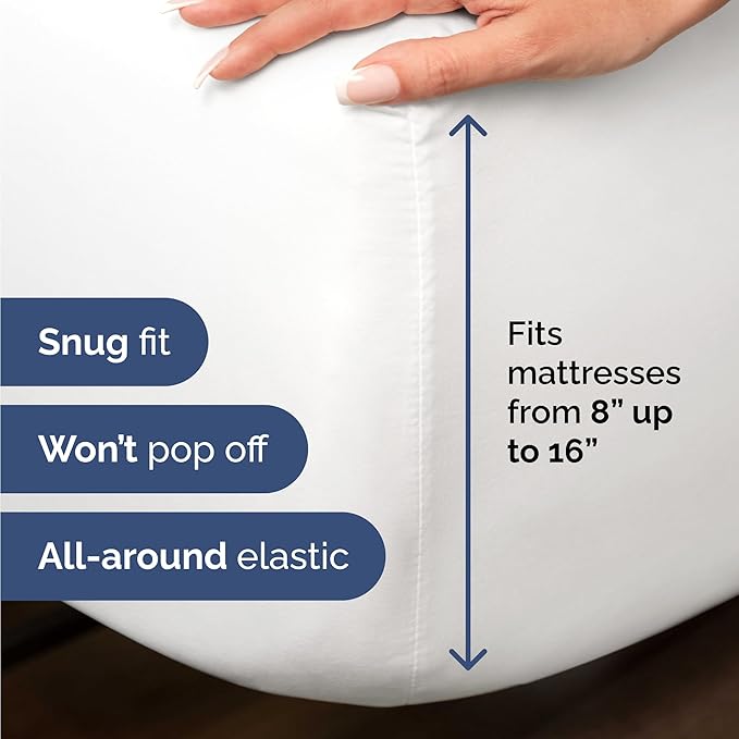 100% Rayon Derived From Bamboo - Bamboo Sheets Twin Size - Cooling Sheets for Twin - Ultra Soft, Breathable & Hotel Luxury Bedding - 1 Flat & 1 Fitted & 1 Pillowcase w/ 16 Inch Deep Pockets - White
