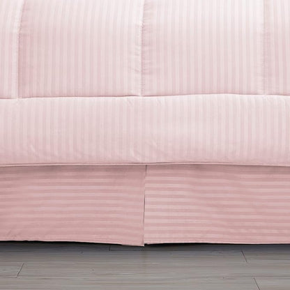 King Size Comforter Set 8 Piece Bed in a Bag with Bed Skirt, Fitted Sheet, Flat Sheet, 2 Pillowcases, 2 Pillow Shams, King, Dobby Pale Pink