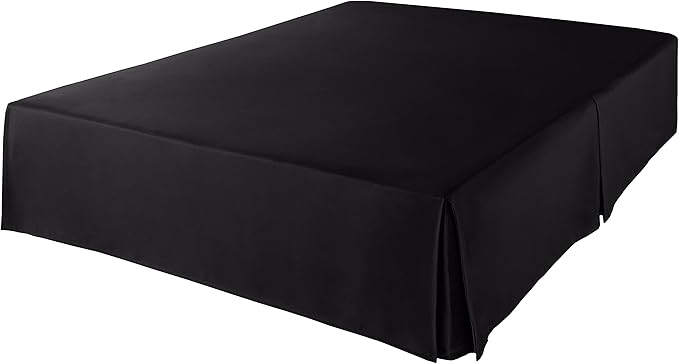 Amazon Basics Lightweight Pleated Bed Skirt, Machine Washable, Wrinkle and Fade Resistant, King, Black