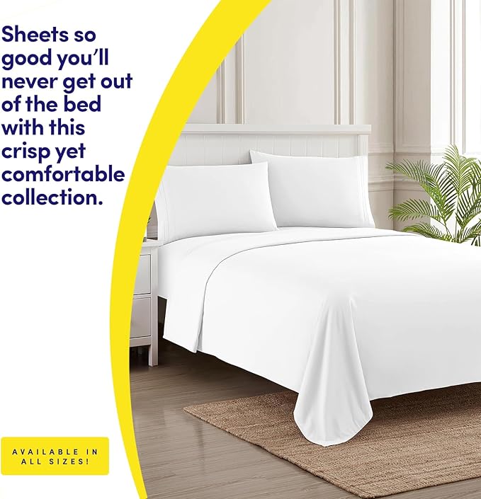 1500 Supreme Collection Extra Soft Split King Sheets Set, White - Luxury Bed Sheets Set with Deep Pocket Wrinkle Free Bedding, Over 40 Colors, Split King Size, White
