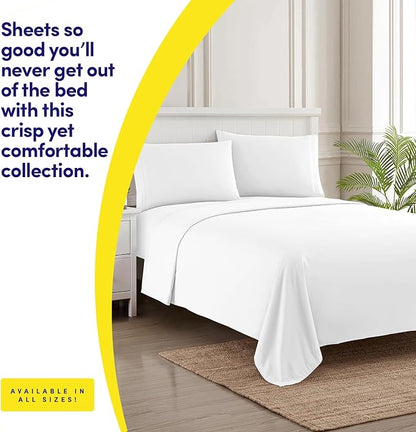 1500 Supreme Collection Queen Sheet Sets White - Luxury Hotel Bed Sheets and Pillowcase Set for Queen Mattress - Extra Soft, Elastic Corner Straps, Deep Pocket Sheets, Queen White