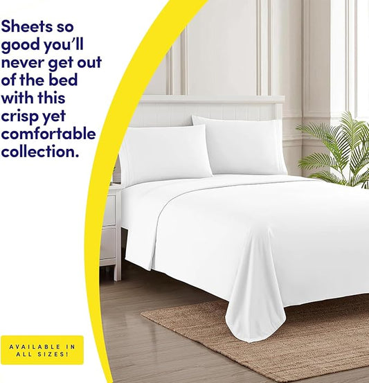 1500 Supreme Collection Sheet Sets White - Luxury Hotel Bed Sheets and Pillowcase Set for King Mattress - Extra Soft, Elastic Corner Straps, Deep Pocket, White