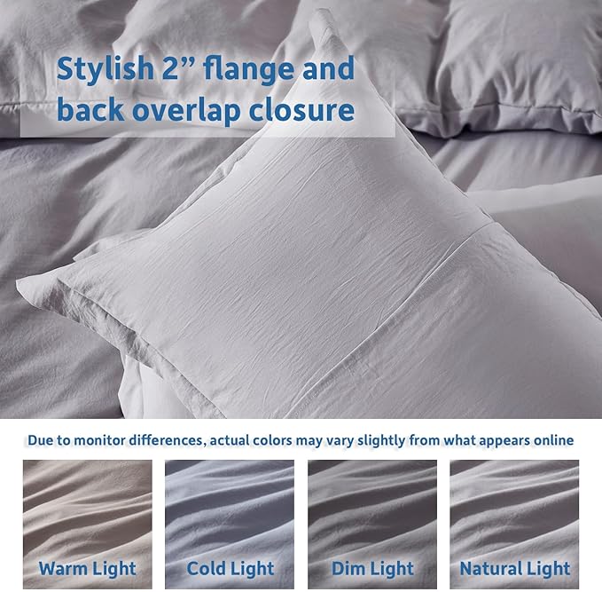 Nestl Grey Lavender Duvet Cover King Size - Soft Prewashed King Duvet Cover Set, 3 Piece, with Zipper Closure, 1 Duvet Cover 104x90 inches and 2 Pillow Shams