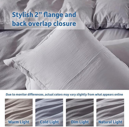 Nestl Twin Duvet Cover Set - Soft Prewashed Grey Lavender Duvet Cover Twin/Twin XL, 2 Piece, with Zipper Closure, 1 Duvet Cover 68x90 inches and 1 Pillow Sham