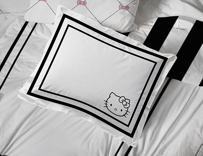 Jay Franco Comforter Set Includes Sheets and Pillow Covers - Soft and Cozy Bed Set for Stylish Room Decor, White - Hello Kity 7 Piece Queen Size Bedding