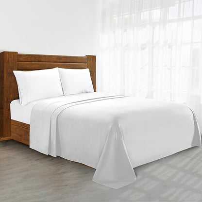 Luxury Flat Sheet on Amazon Elegant Comfort Wrinkle-Free 1500 Premier Hotel Quality 1-Piece Flat Sheet, Full Size, White