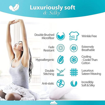 DREAMCARE Twin XL Sheet Sets - 4pc Cooling Sheets XL Twin Sheets - Twin XL up to 21” Deep Pocket – Hotel Luxury Extra Long 100% Brushed Microfiber with Side Pocket - D. Gray