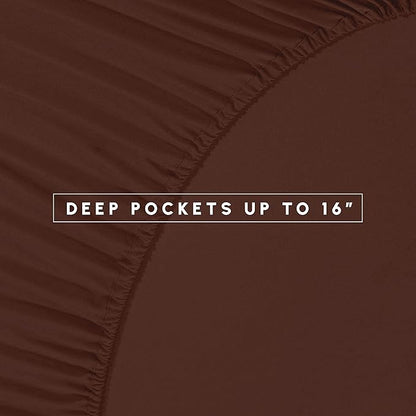 Elegant Comfort 8-Piece Pinch Pleated Comforter Set-All Season Complete Bed in a Bag, Includes 4pc Smart Sheet Set, Bed Skirt, Comforter, Matching Pillowcases and Shams, King/Cal King, Chocolate Brown