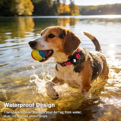 Taglory AirTag Dog Collar with Waterproof Holder for Puppy, Red, XS | Reflective for Night Walks & Low-Light Safety, Track Your Pup Peace of Mind, Adjustable Soft Padded, No More Dangling Tags