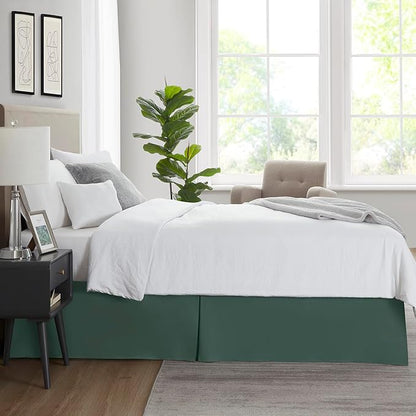 Nestl Forest Green Twin XL Bed Skirt - Twin XL Size Bed Skirt 14 Inch Drop - Brushed Microfiber Bed Skirts - Hotel Quality Pleated Bed Skirt - Shrinkage & Fade Resistant