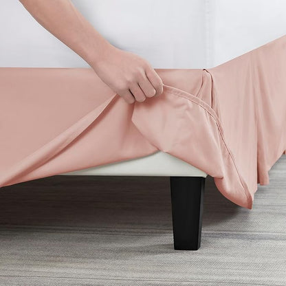 Nestl Peach Beige Bed Skirt King Size - King Bed Skirt 14 Inch Drop - Brushed Microfiber Bed Skirts - Hotel Quality Pleated Bed Skirt - Shrinkage & Fade Resistant