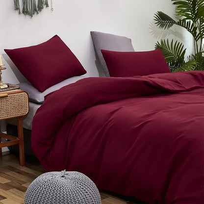 CLOTHKNOW Burgundy Full Size Comforter Set 3Pcs Wine Red Bedding Comforer Sets Dark Red Comforter Full Soft All Season Bedding Sets