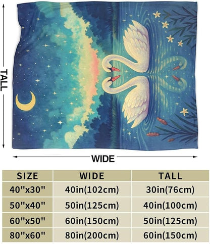 Swan Blanket Super Soft Warm Fluffy Fleece Flannel Animal Throw Blanket Cozy Fuzzy Plush Stuff Bedding Blankets Gifts for Women Kids Boys Girls Adults 50"X40"