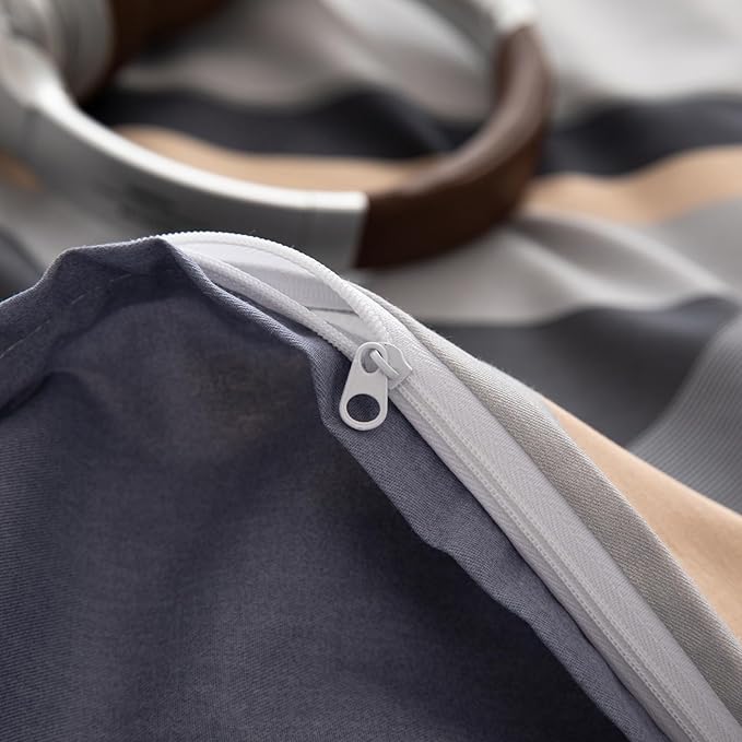 Boho Duvet Cover King Size Grey Cotton King Size Comforter Cover Neutral Soft Chevron Pattern Zipper Duvet Cover Set with Corner Ties Farmhouse Teen Boy Bedding Set Modern Duvet Protector