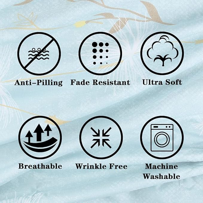 JSD Dandelion Floral Print Sheet Set King, 4 Piece Brushed Microfiber Sheets Extra Deep Pocket, Ultra Soft Bedding Sheets