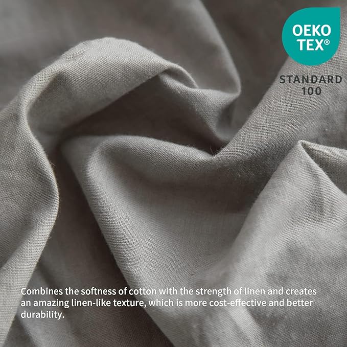BISELINA French Linen Bed Skirt with Pleated Frills 14-Inch Tailored Drop Natural Flax Cotton Blend Dust Ruffle Soft Cozy Farmhouse Bedding (14" Full, Grey)