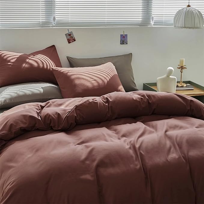 Houseri Brick Red Comforter Set King Brick Color Dark Purple Bedding Sets King Size Women Plum Vintage Comforter Blackish Red Bedding Men Soft Aubergine Comforter Brown Red Bed Quilt Blanket King