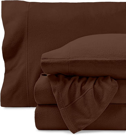 Bare Home Super Soft Fleece Sheet Set - Twin Extra Long Size - Extra Plush Polar Fleece, No-Pilling Bed Sheets - All Season Cozy Warmth (Twin XL, Cocoa)