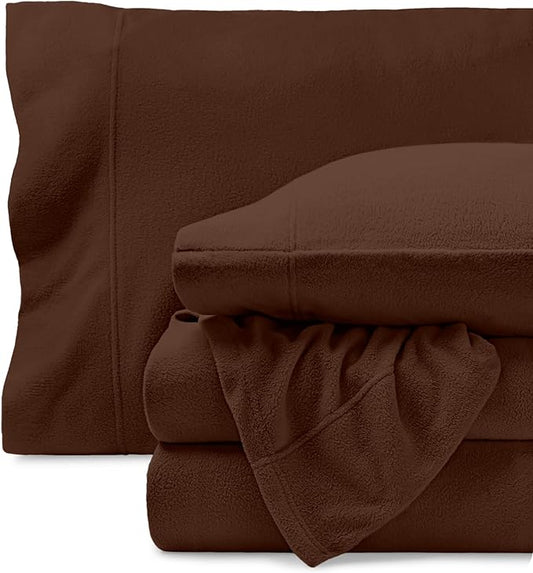 Bare Home Super Soft Fleece Sheet Set - Queen Size - Extra Plush Polar Fleece, No-Pilling Bed Sheets - All Season Cozy Warmth (Queen, Cocoa)
