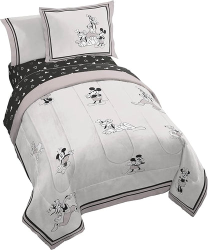 Jay Franco Kids Comforter Set Includes Sheets and Pillow Covers - Soft and Cozy Bed Set for Stylish Room Decor, Official Licensed Bedding, Beige - Mickey and Friends, 7 Piece Full
