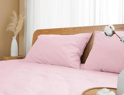 Pillow Cases, Standard Queen Size Cotton Percale Weave Pillowcases, Pre-Shrunk Breathable and Hypoallergenic Pillowcases, Set of 2 (2 Piece Standard/Queen 20 Inch x 30 Inch, Dark Pink)