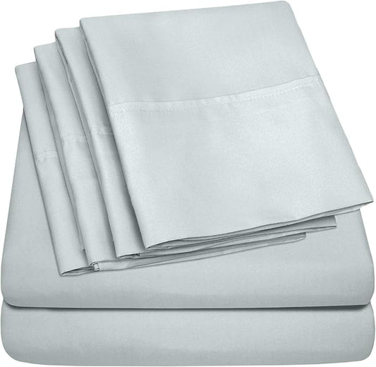 King Size Bed Sheets - 6 Piece 1500 Supreme Collection Fine Brushed Microfiber Deep Pocket King Sheet Set Bedding - 2 Extra Pillow Cases, Great Value, King, Porclain Blue