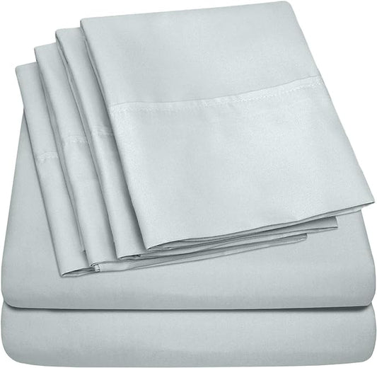 Full Size Bed Sheets - 6 Piece 1500 Supreme Collection Fine Brushed Microfiber Deep Pocket Full Sheet Set Bedding - 2 Extra Pillow Cases, Great Value, Full, Porclain Blue