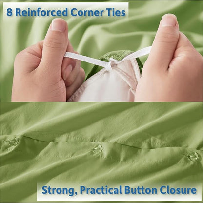 Nestl Calla Green California King Duvet Cover Sets - Soft Double Brushed Cal King Duvet Cover, 3 Piece, with Button Closure, 1 Duvet Cover 104x98 inches and 2 Pillow Shams